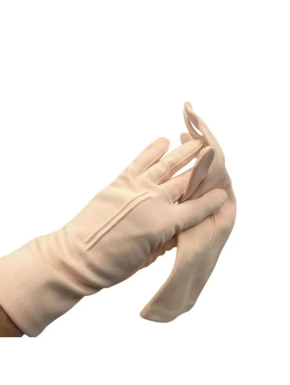 Vintage 1950s 1960s Hanson Pink Gloves, Cotton Size 6 1/2 Prom Gloves, Cocktail